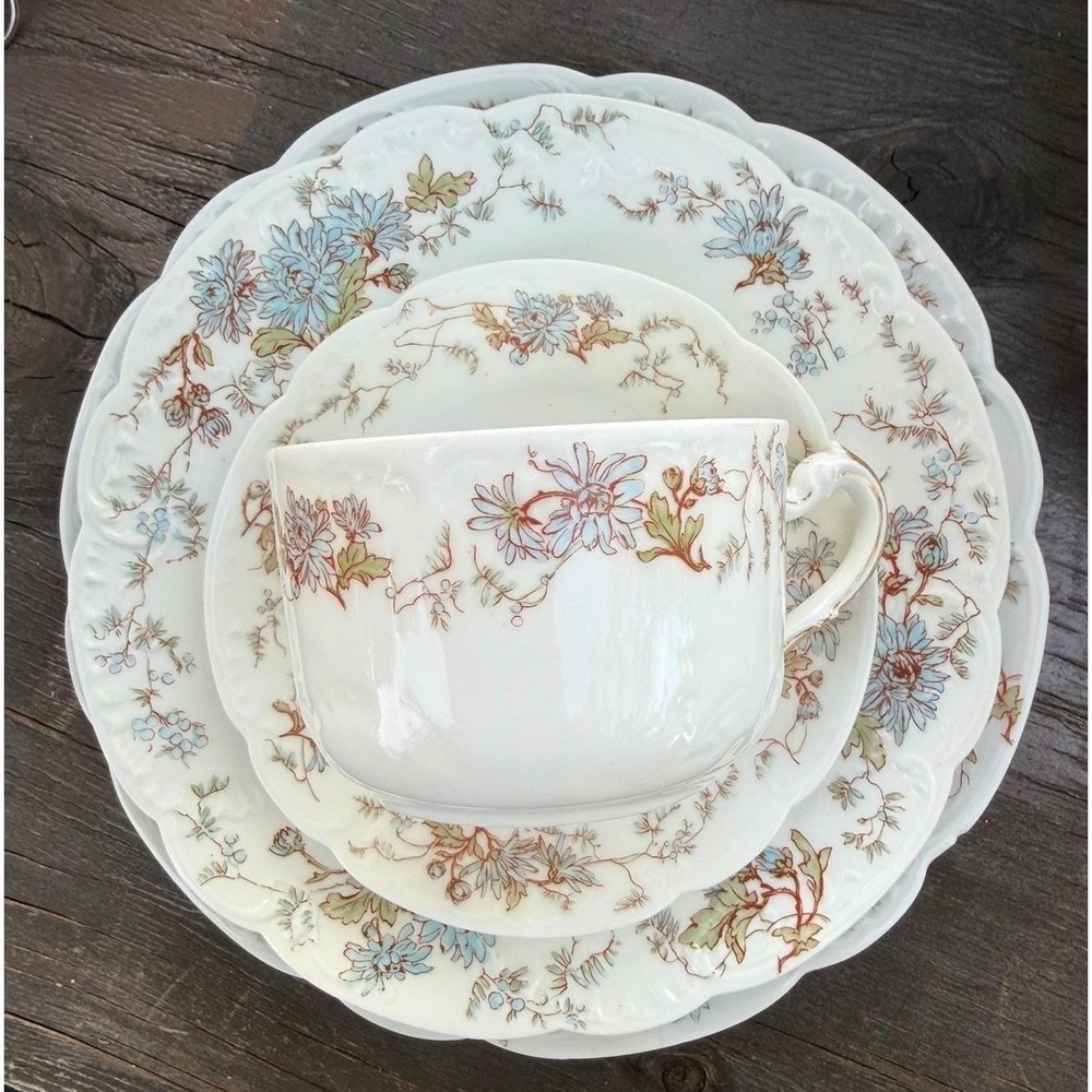 Antique Rare Haviland & Co Limoges Late 19th Century Blue Floral Pattern 478-1